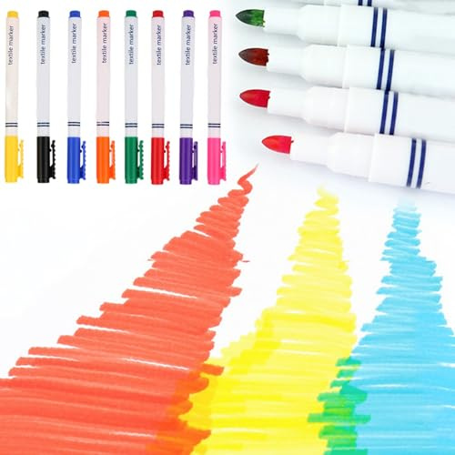 RASTKY Kleidung Textilmarker Wasserdicht T-Shirt Kleidung Kunst Malzubehör für 8 Farben 5,3 Stift Zum Spielen Im Kindergarten (Stoffmalstift mit 8 Farben)