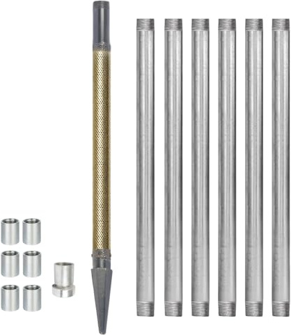 Filtro per Pozzo in Ottone Premium, Punta da Poussage 1-1/4 NPT con Maglia 60, Kit Pozzo Artesiano Robusto per Pompa a Mano e Irrigazione Giardino(7.15 m (23.4ft) Kit)