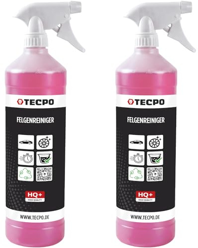 TECPO Felgenreiniger 2 Liter gebrauchsfertig für Alu-, Stahl-und Leichtmetallfelgen säurehaltig hohe Wirkungskraft für starke Verschmutzung