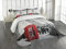 ABAKUHAUS London Tagesdecke Set, Telefonzelle Big Ben, Set mit Kissenbezügen Waschbar, für Doppelbetten 264 x 220 cm, Grau Rot