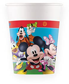 ALMACENESADAN,2068; 8 Vasos de cartón Mickey Mouse; Reutilizables Ideal para Fiestas y cumpleaños.