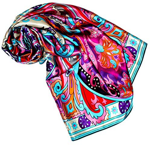 Lorenzo Cana - Luxustuch Seidentuch Tuch XL Satin Seidensatin Schal 110 x 110 cm reine Seide aufwändig mehrfarbig bedruckt bunt 8904277