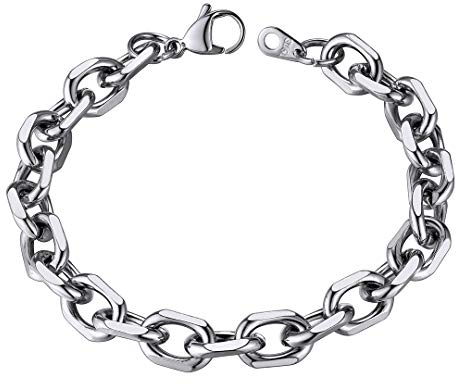ChainsHouse Rolo Kette Armband Herren Edelstahl Rolokette Armband 9mm Männer Ankerkette Gliederkette Armbänder Silber Damen Kettenarmband Ersatzkette Armkette Armreif Modeschmuck für Jugendlich