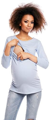 Selente Mummy Love Sweat à Capuche/Veste/t-Shirt à Manche Longues Grossesse/maternité en 100% Coton, t-Shirt Bleu Ciel, XXL