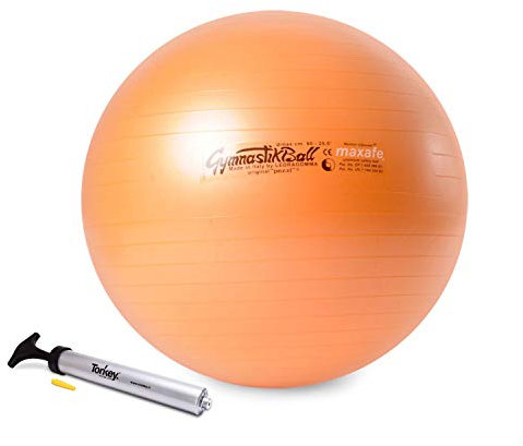 PEZZI - Gymnastikball Original Pezziball MAXAFE 65cm Ø mit Tonkey Handpumpe – Sitzball für Therapie, Sport & Büro - Universeller Trainingsball aus Flexton Silpower® belastbar bis 400 kg – Kupfer