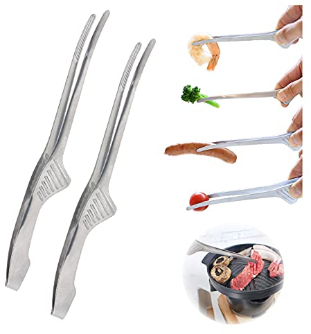 PureGrip: Selbststehende Zange (Set von 2) für asiatisches Grillen, Edelstahl, Silber, Modern, 2 Stück