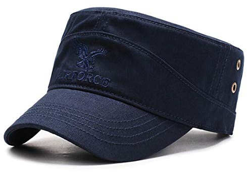 HUA YANG Herren Army Cap Baseball Caps Military Flat Cap Kappe Verstellbar Vintage Baumwolle Sun Mütze (Blau)