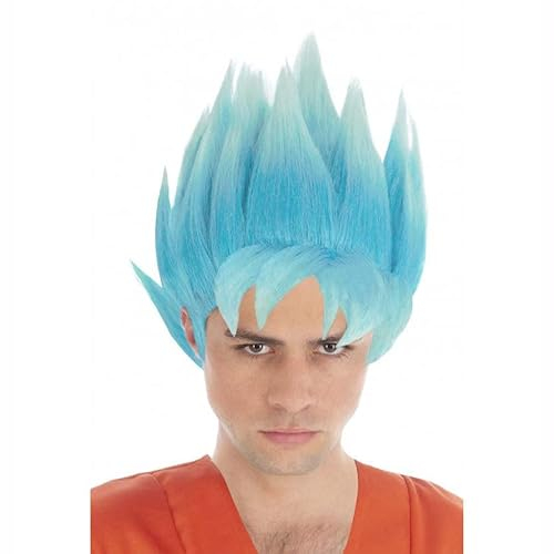 Chaks - Goku Super Saiyajin Gott Perücke, Dragon Ball, Kostüm Accessoire für Karneval, Halloween und Anime Fans
