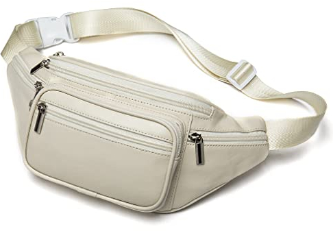 Gürteltasche aus Leder für Herren und Damen, Outdoor, Reisen, Wandern, Camping, Wandern, Laufen, Hüftgürtel, schlanke Handy-Geldbörse, Geldbörse, Beige