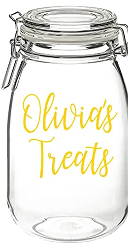 Personalised Treats Vinyl Sticker Decal Transfer Label for Jar, Tin, Container, Gift Box. Home, Kitchen, Storage, Organisation (Small - 3cm Tall Capital Letter Height)