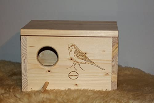 Qualität aus Niederbayern ARBRIKADREX Stabiler Nistkasten, Schlafhaus, Schlafplatz und Brutkasten 20mm Vollholz, für Sittiche mit Nestmulde und Montagematerial (Nistkasten Wellensittich)