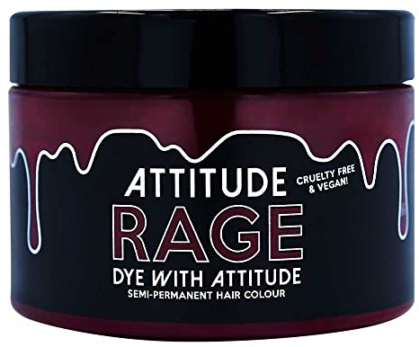 Attitude Hair Dye | Vegane & tierversuchsfreie semi-permanente Haarfarbe mit Conditioner | Lebendige Haarfarbe für alle Haartypen | Lokal Produziert | Farbspülung | Rage Dunkelrot | 135ml