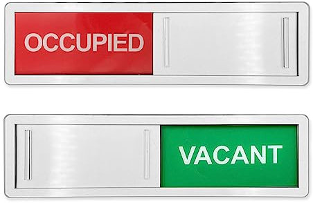 LICQIC Privacy Sign, OCCUPIED/VACANT - Sliding Door Sign with Fast Switching Raised Buttons, for Home Office Restroom Conference, Silver