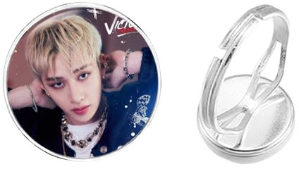 Kpop Stray Kinderring für Männer Frauen Fans Freunde Geschenk Glas Cabochon verstellbare Ringe Mode, Glas