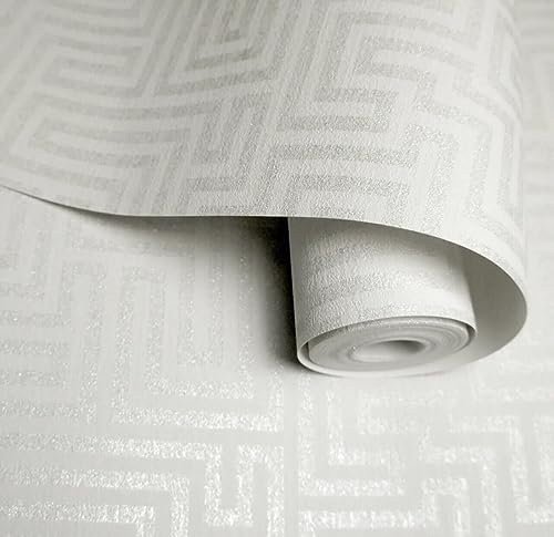 Holden Jareth White Silver Glitter Maze Pattern Wallpaper 65635