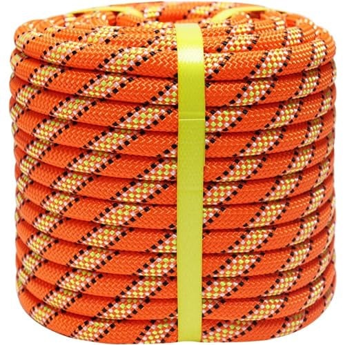 Arborist Rigging Rope Tree Rope Bull Rope Polyester Braided Arborist Rope (1/2in x 150ft) Logging Rope 48 Strands for Pull Swing Knot (Orange)
