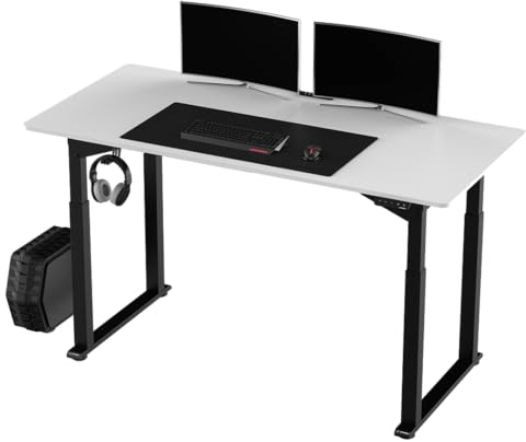 ULTRADESK Uplift V2 Computertisch Gaming Tisch Schreibtisch, Stahlkonstruktion, Platz für DREI Monitore, Elektrische Höheneinstellung, Beinfreiheit und mehr, Inklusive Zubehör, 160 x 75 cm, Weiß