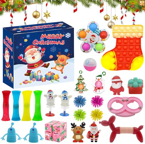 Adventskalender 2024 Kinder,Weihnachten Stressabbau Fidget Spielzeug Set,Anti Stress Toy, Weihnachten Fidget Toy Set, für Stressabbau und Anti-Angst für Kinder und Erwachsene