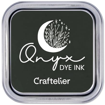 Craftelier - Stempelkissen auf Wasserbasis | Metallbox mit starkem Verschluss | Acryl- oder Gummistempel und poröse Oberflächen | Stempelgröße: 4 x 4 cm - Kartongröße: 6,3 x 6,3 cm | Farbe: Onyx