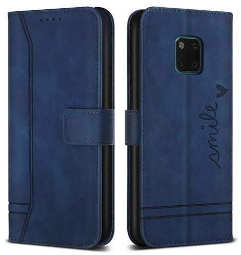 Bravoday Cover per Huawei Mate 20 PRO, Flip Custodia in Pelle PU Portafoglio Custodia per Huawei Mate 20 PRO, con Slot per Schede, Blu