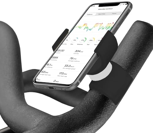 Renimove Handyhalterung Heimtrainer Fahrrad Kompatibel mit Smartphones bis zu 7,5 Sichere und stabile Befestigung 360°-Drehung für optimale Sicht (Schwarz)