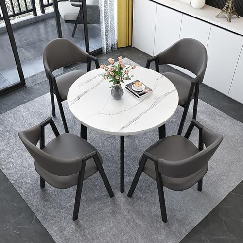 TELCIM Moderner Esstisch Set, Runder Besprechungstisch Mit 4 Stühlen Kombination, Platzsparende Rezeptionsschreibtisch Und Stuhl, Verhandlungstisch, Für Küche, Esszimmer, Büro, Café, Büro (Color : C)