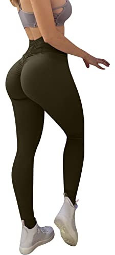 Fulidngzg Yogahose Damen Booty Scrunch Lang Sportleggins Sporthose Push Up Skims Dupe Yogahose Kompressionsleggins Gym Schwarz Sport Leggings Shapewear High Waist Compression Yoga Pants Leggings