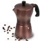 ROSSETTO Cafetière Italienne Brune Font d’Aluminium Exspresso avec Couvercle Transparent Poignée isolée (6 Tasses)