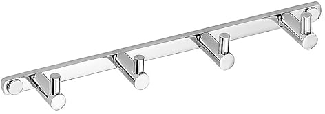 Brillantbad BOMEGA Hakenleiste mit 4 Haken Messing Chrom poliert für Bad & Küche >> zum Bohren