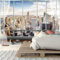 FENDROM New York Skyline Tapisserie Stadt Fenster Blick Sonne Weiß Wolken Gebäude Business Center Kunst Wandbehang für Wohnzimmer Wohnheim