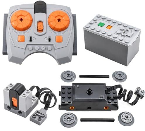 BrickBounty 4 Pcs Train Motor Set Remote Control Kit Technical Parts, MOC Control Function Power Functions for STEM Assembled Building Block