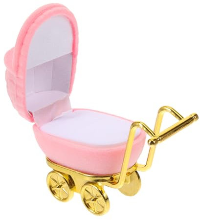 Schmuckschatulle for Kinderwagen, Ringhalter, Trolley, Gießkanne, Zimmerpflanzen, Schmuckaufbewahrung, Schmuckkoffer, Wagen, Ringträger, kleiner Sackkarren, Ringe, Beflockung, rosa, Regal, Reise, Mini