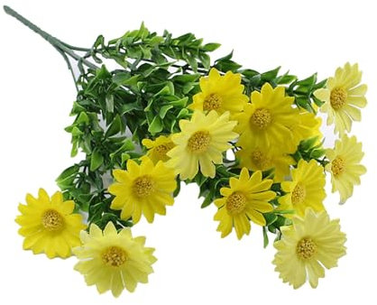Bouquet di margherite artificiali, in seta, cimitero, margherite, in plastica sintetica, da appendere alla finestra, alla casa, al tavolo, centrotavola, decorazione, doppio segno di felicità (giallo,