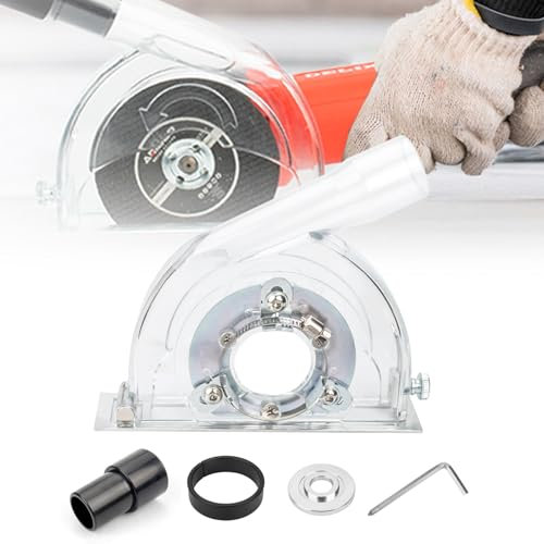 NUHFUFA 4-1/2 to 5 Angle Grinder Dust Shroud, Clear Dust Extraction Cutting Guard for 3/4/5 Saw Blades, Hand Grinding Cutting Wheels Cover for Home, Engineering