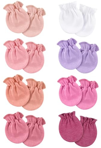 AQOKKA Newborn Baby Mittens No Scratch Cotton Elastic Wrist Gloves Infant Toddler Mittens for Baby Boy Girl 0-6 Months