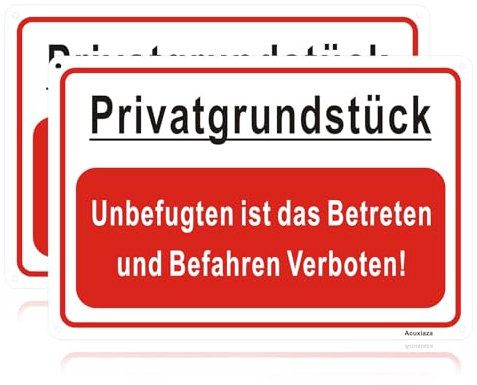 Acuxiaza 2 carteles de propiedad privada, 30 x 20 cm, aluminio, para propiedad privada, no autorizados, para entrar y conducir, de metal, reflectante, con agujeros preperforados