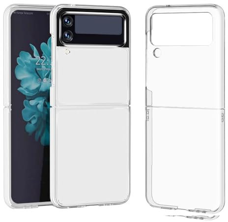 KOZOY Custodia trasparente compatibile con Samsung Galaxy Z Flip 4, custodia trasparente in silicone TPU, policarbonato rigido antiurto antigraffio per Galaxy Z Flip 4