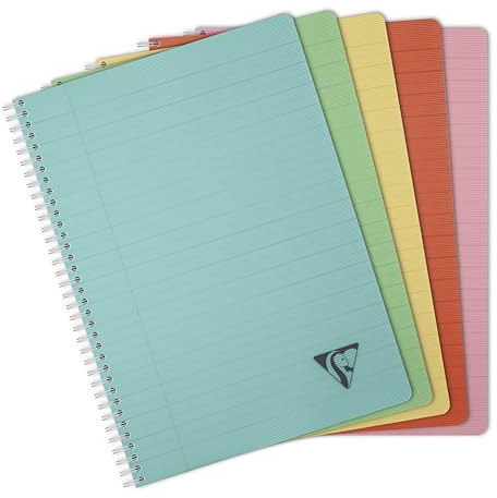 Clairefontaine 327146C Collection Linicolor ESSENCE Un Cahier à Spirale - A4 21x29,7 cm - 180 Pages Lignées avec Marge - Papier Blanc 90g - Couverture Polypro Transparent - Couleur Aléatoire