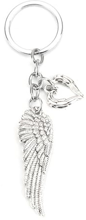 SHTALHST Porte-Clés En Acier Inoxydable Argenté, Ailes D'ange Et Forme De Cœur, Cadeau Pour Femme, Idéal Comme Cadeau D'anniversaire, De Noël Ou Pour La Fête Des Mères