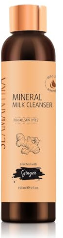 SEAMANTIKA - Lait Nettoyant Minéral à l’Extrait de Gingembre - Démaquillant Doux et Hydratant - Convient à tous les Types de Peau - Sans Parabènes, Sulfates, Silicones, Huiles minérales - 150 ml