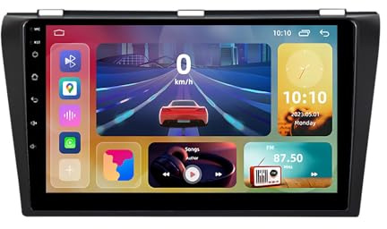 9” Android 14 Autoradio con navigazione GPS Comandi al volante/SWC AHD Telecamera di retromarcia Bluetooth Carplay Radio FM WIFI Controllo vocale per Mazda 3 2004-2009(D3(12G+256G))