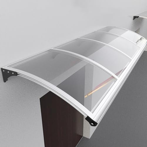 Vordach für die Haustür, Polycarbonat, Aluminium, wasserdicht, UV-Schutz, Hohlblech (weiß, 80 x 180 cm)