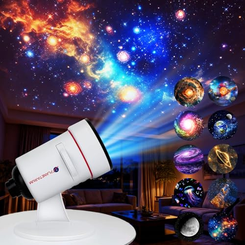 Winverty Sternenhimmel Projektor, 4K HD Planetarium Projektor, Galaxy Projector Kinder mit 10 Discs und Timer, 360° Rotating Sternenprojektor für Kinderzimmer