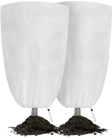 Velway Housse Hivernage Plante Exterieur 120x180cm - Lot de 2 80g/m² Voile d’Hivernage avec Fermeture Éclair et Cordon, Réutilisable Protection Contre Le Froid et Le Gel pour Arbustes et Palmiers