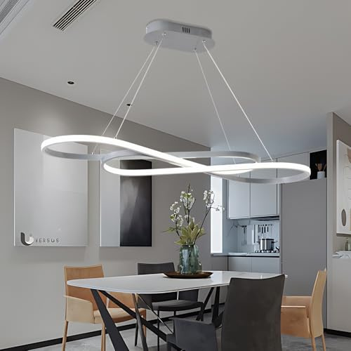 Zeistry Licht mit Fernbedienung, dimmbarer schwarzer Kronleuchter für das Esszimmer, höhenverstellbarer 45W Aluminium zeitgenössischer Deckenbehang