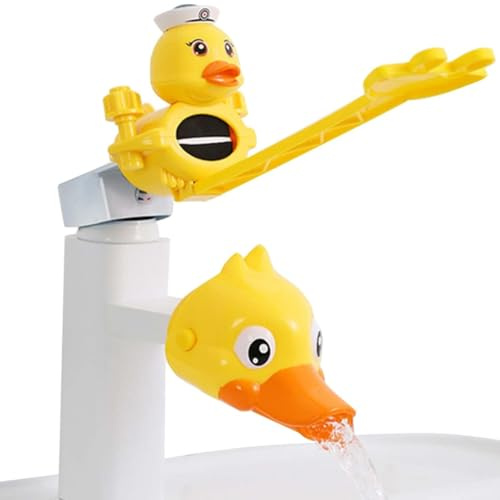 Extensor de Grifo para Niños, Extensor de Lavabo en Forma de Pato, Alargador de Grifo para Lavamanos de Cocina y Baño con Temática de Dibujos Animados, Facilita el Lavado de Manos para Niños Pequeños