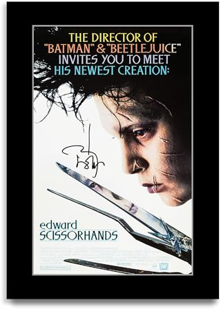 HWC Trading Edward Scissorhands Geschenke Geduckter Poster Signiertes Autogramm Foto für Fans von Film Memorabilien (ID-003062) - A4 Nur Druck