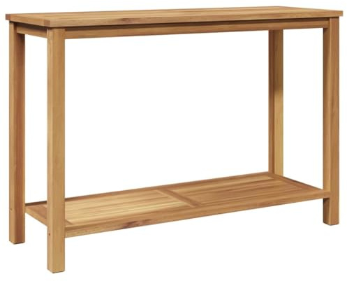 HETFTJN Table console marron 110 x 40 x 45 cm en bois massif teck - Table de jardin moderne résistante aux intempéries avec espace de rangement - Table de balcon et table d'appoint pour jardin