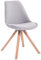 CLP Retro-Stuhl Toulouse Square Mit Stoffbezug Und Hochwertigem Sitzpolster I Lehnstuhl Mit Stabilem Holzgestell I Sitzhöhe 48 cm, Farbe:grau, Gestell Farbe:Natur