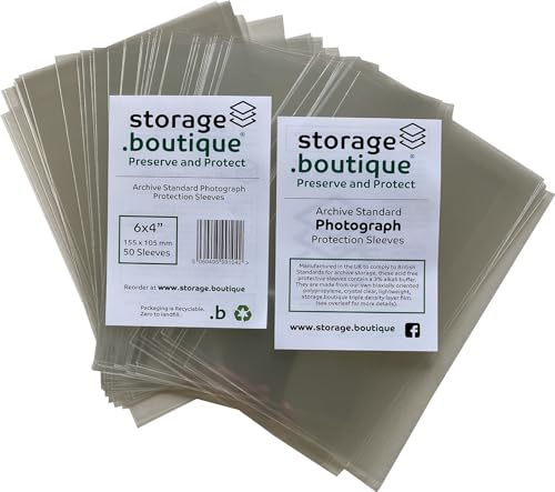 Storage.boutique Archive Standard Photograph Protection Sleeves, Acid Free, 6 x 4 Inches, 155 x 105 mm, 50
